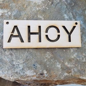 Ahoy wooden ornament